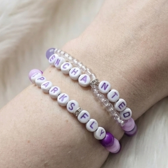 Taylor Swift Purple and White Beaded Bracelets - Picture 2 of 5